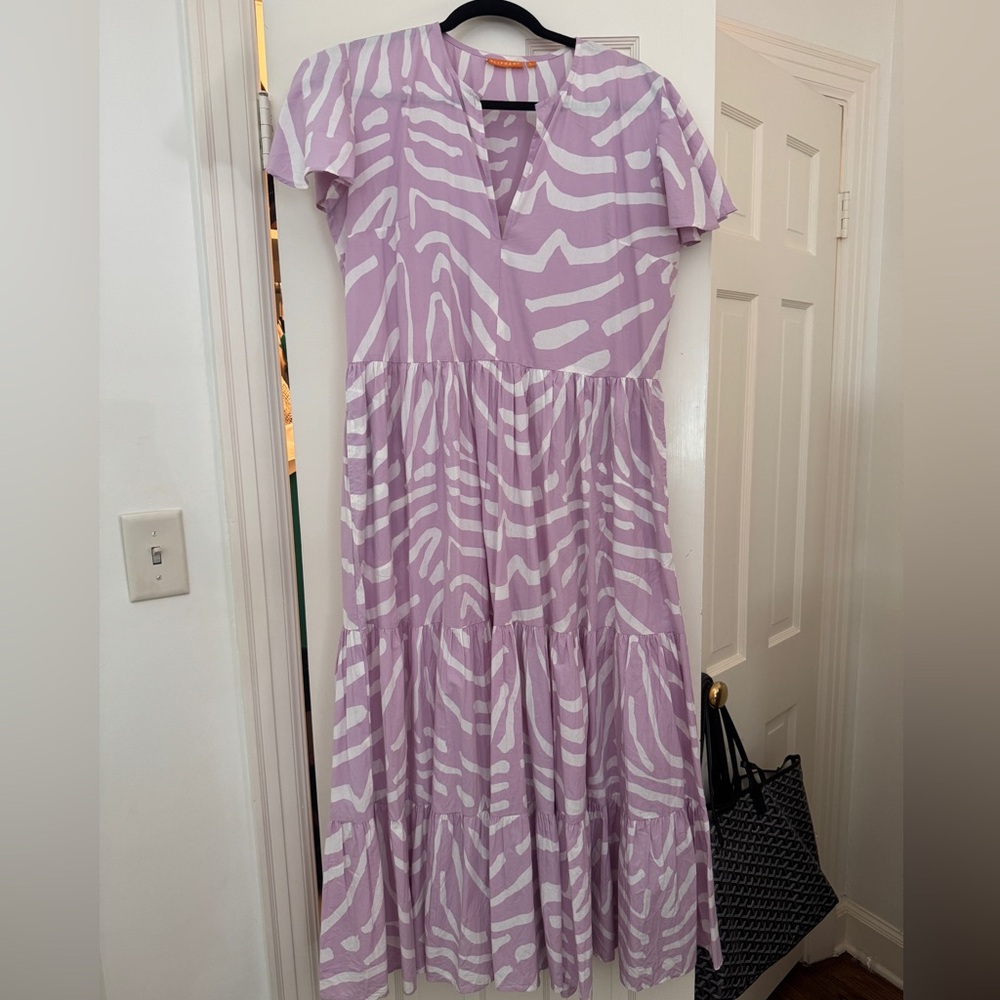 Oliphant Lavender and White Midi Dress